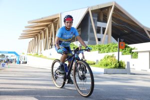 a person riding a bicycle