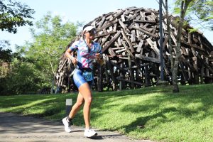 a person running in a park